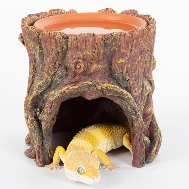 ReptiZoo Humid Tree Stump Hideout and Dish