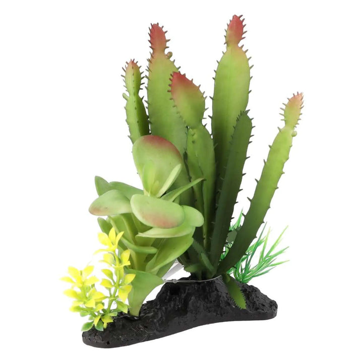 Prorep Artificial Euphorbia Plant On Log Decor