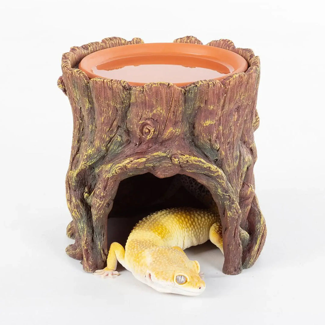 Reptizoo Humid Tree Stump Hideout And Dish Decor