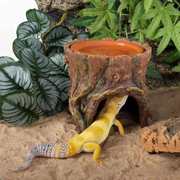 Reptizoo Humid Tree Stump Hideout And Dish Decor