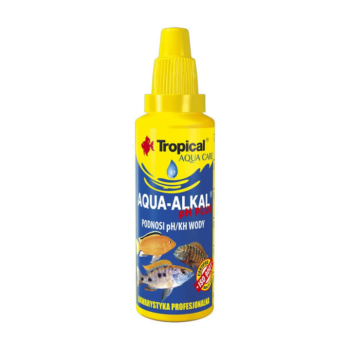 Tropical Aqua-Alkal pH Plus 30ml
yellow bottle with blue label water treatment