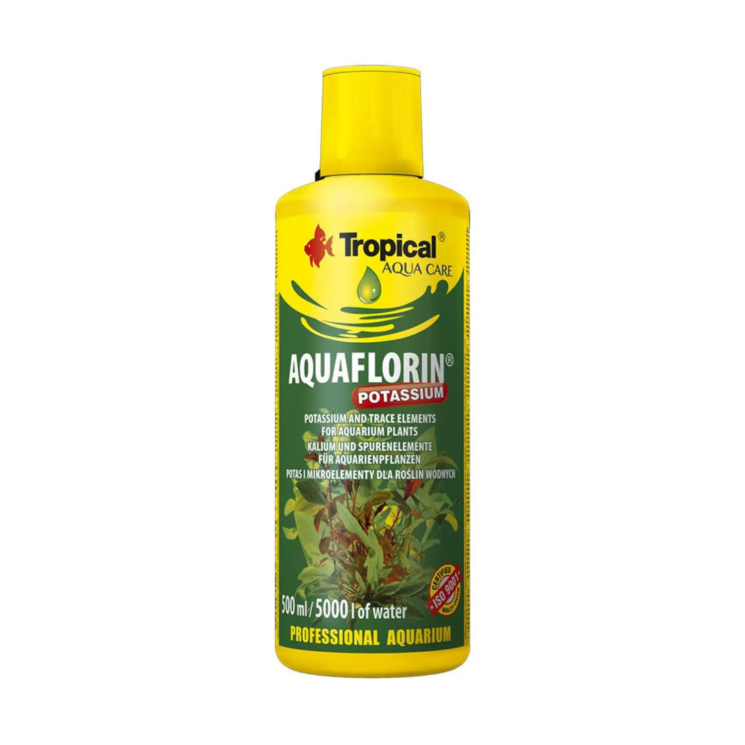 Tropical Aquaflorin Potassium 500ml - yellow bottle with green label with plants