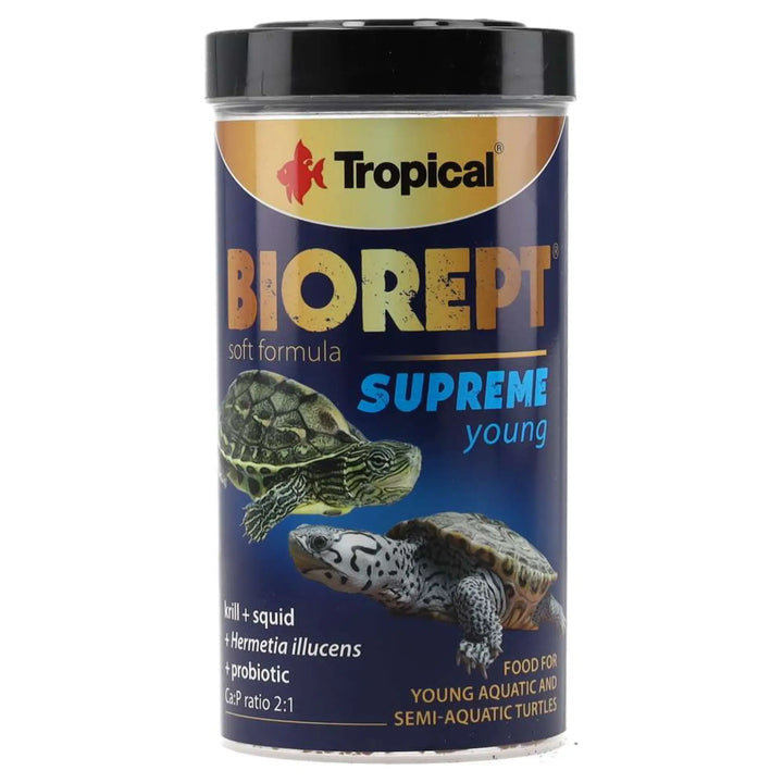 Tropical Biorept Supreme Young 250ml/90g - large bottle of krill and squid, probotic food for turtles