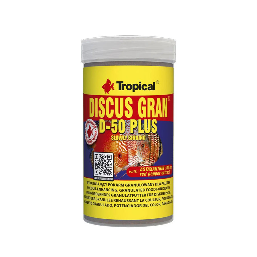 Tropical Discus Gran D-50 Plus 100ml /44g
 - pop off top of fish food for discus fish 