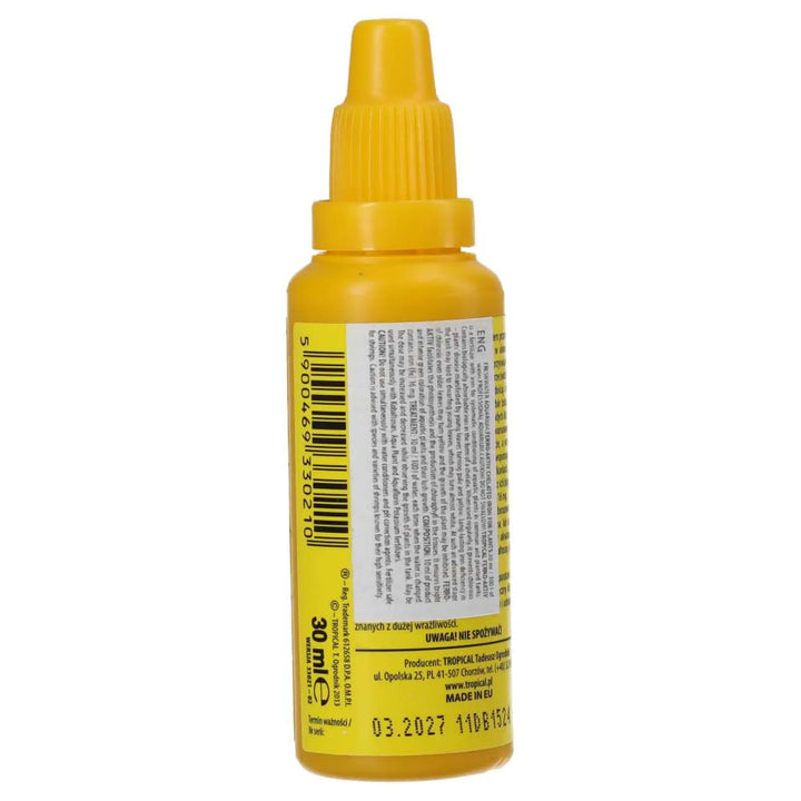 Tropical Ferro-Aktiv 30ml - back of the bottle with warning labels.