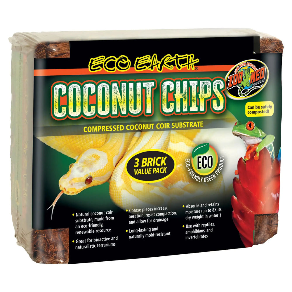 Zoo Med Eco Earth Coconut Chips Brick 3 Bricks Substrates